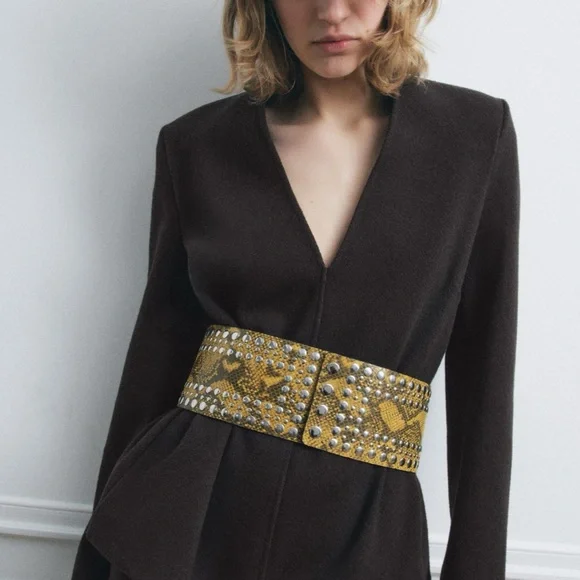 ZARA ANIMAL PRINT STUDDED SASH BELT Sash made of made  display picture 1